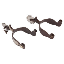 1 Pair Western Cowboy Spurs Carbon Steel Retro Floral Carving Horse Spurs for Boots Bronze