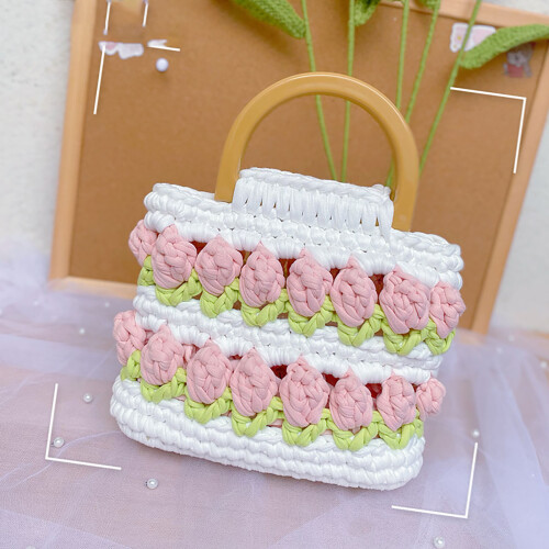 Webertasche DIY-Kit lebendige Farben, Blumenmuster, Polyester 2
