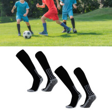 Kinder-Fußballsocken 2 Paare, Schwarz, Schweißabsorbierend, Rutschfest