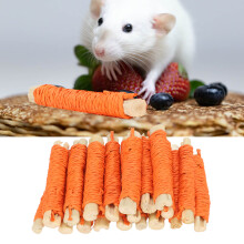 20pcs Pet Sweet Bamboo Sticks Teeth Grinding Boredom Relief Woven Small Animal Molar Sticks for Rabbit Hamster Orange