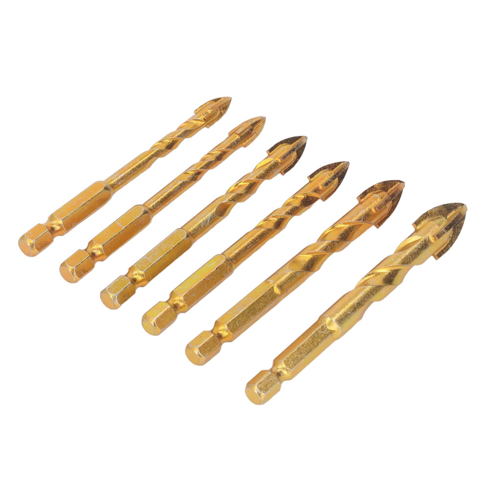 6Pcs Cross Spearhead Drill Bit Carbide Hex Shank Drilling Tool For Ceramic Marble Glass 7891317928438