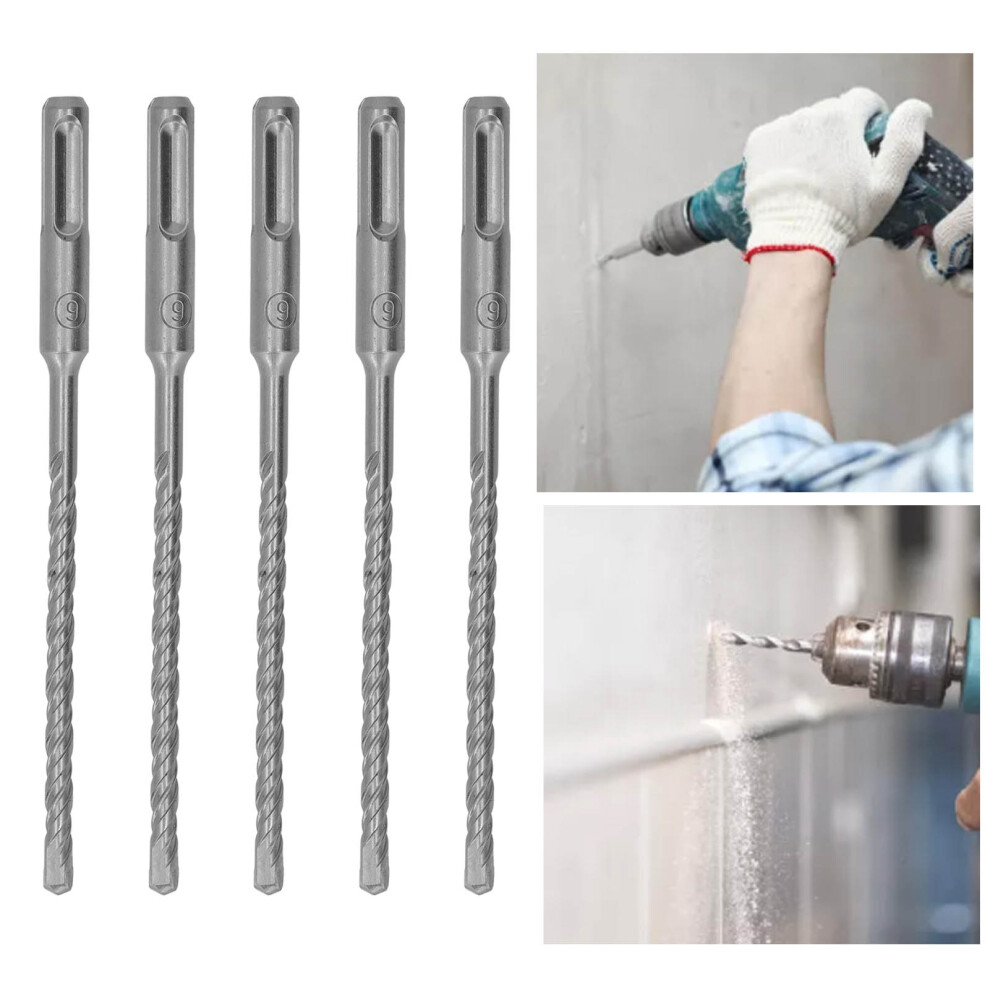 5 Pcs Rotary Hammer Drill Bit 160Mm Length 2 Flute Self Centering Carbide Tip Impact Drill Bits For Brick Stone Concrete 6Mm/0.24In 4681317929596