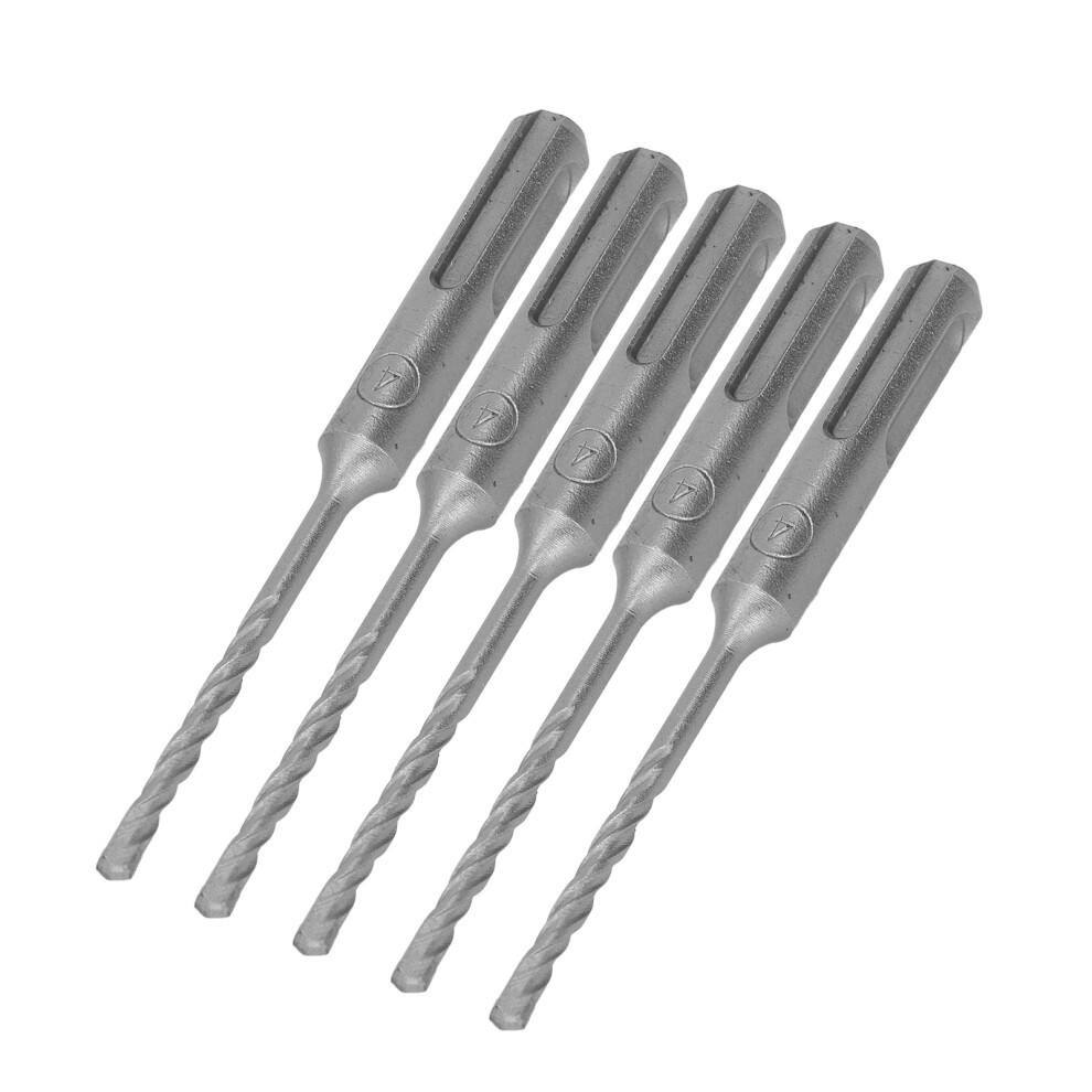 5Pcs Rotary Hammer Drill Bit Cemented Carbide Tip Spiral 2 Flutes Impact Drill Bit For Brick Stone 110Mm 4Mm/0.16In Open Diameter 4071317929663
