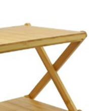 Wooden Foldable Shelf Multi Layer Space Saving Powerful Load Bearing Portable Storage Rack for Outdoor Camping 3 Layers