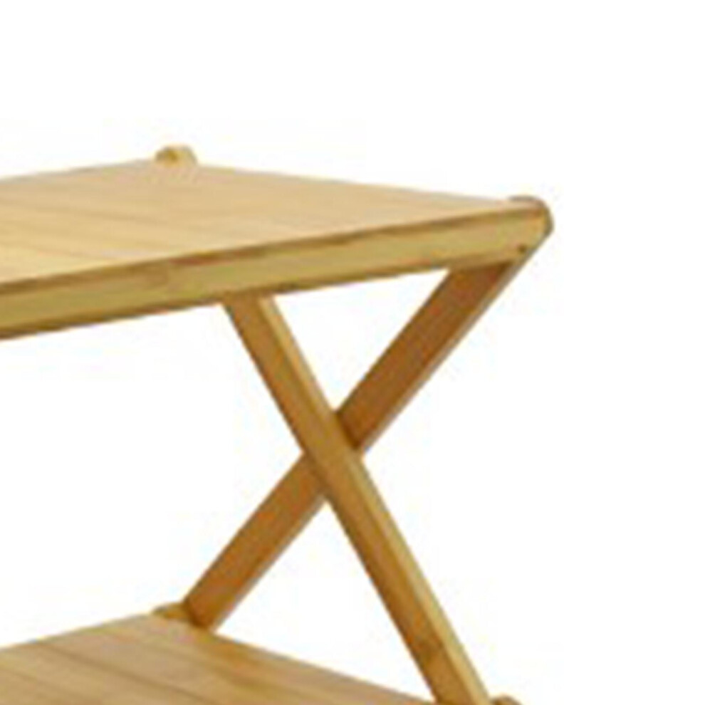 Wooden Foldable Shelf Multi Layer Space Saving Powerful Load Bearing Portable Storage Rack for Outdoor Camping 3 Layers-image-OPC-PHS7GD8-NEW