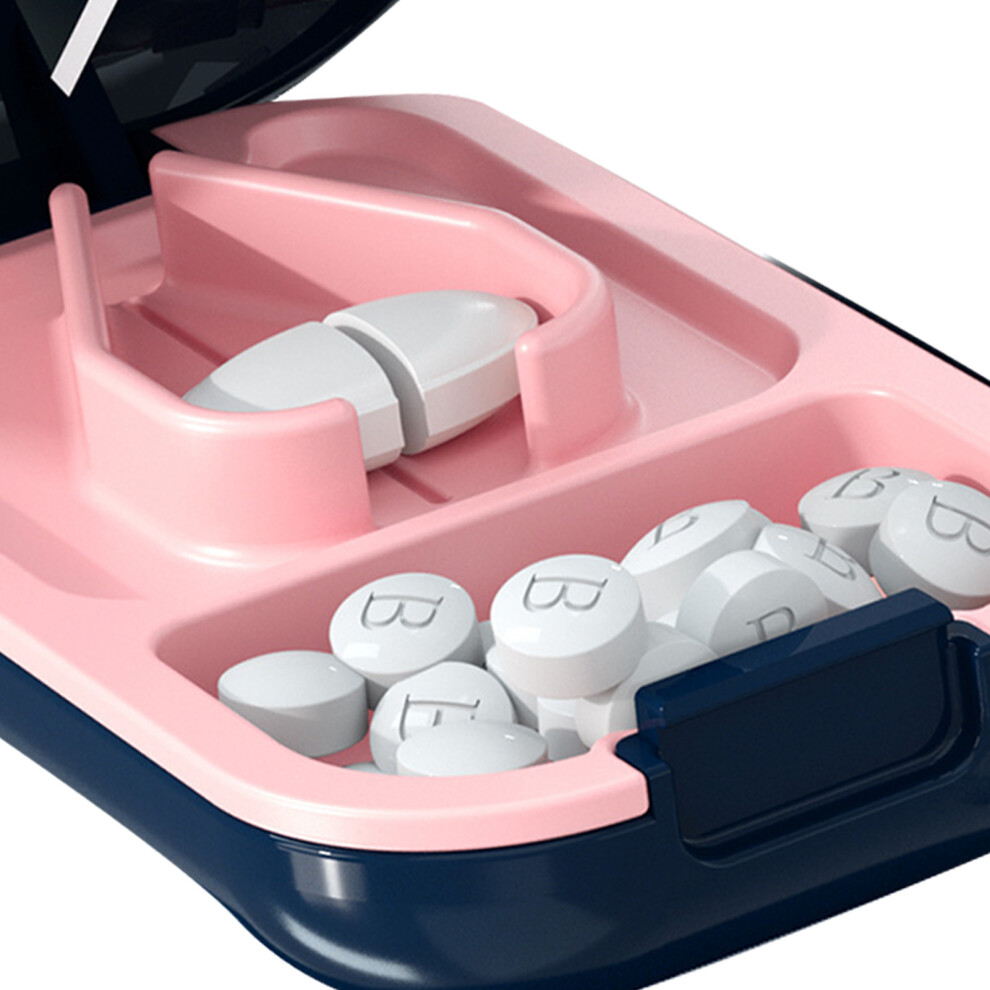 Portable Tablet Cutter Box Medicine Cutting Dispenser Household Medicines Supplement Case