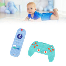 2er Pack Silikon-Baby-Teething-Spielzeug, Fernbedienungsform, Blau Cyan