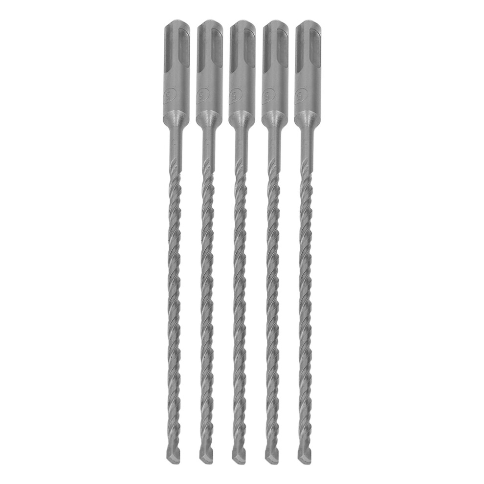 5Pcs Impact Drill Bits With Carbide Tip Rotary Hammer Bit 2 Flute Spiral Bits For Brick Concrete 210Mm 5Mm / 0.2In 5071317937186