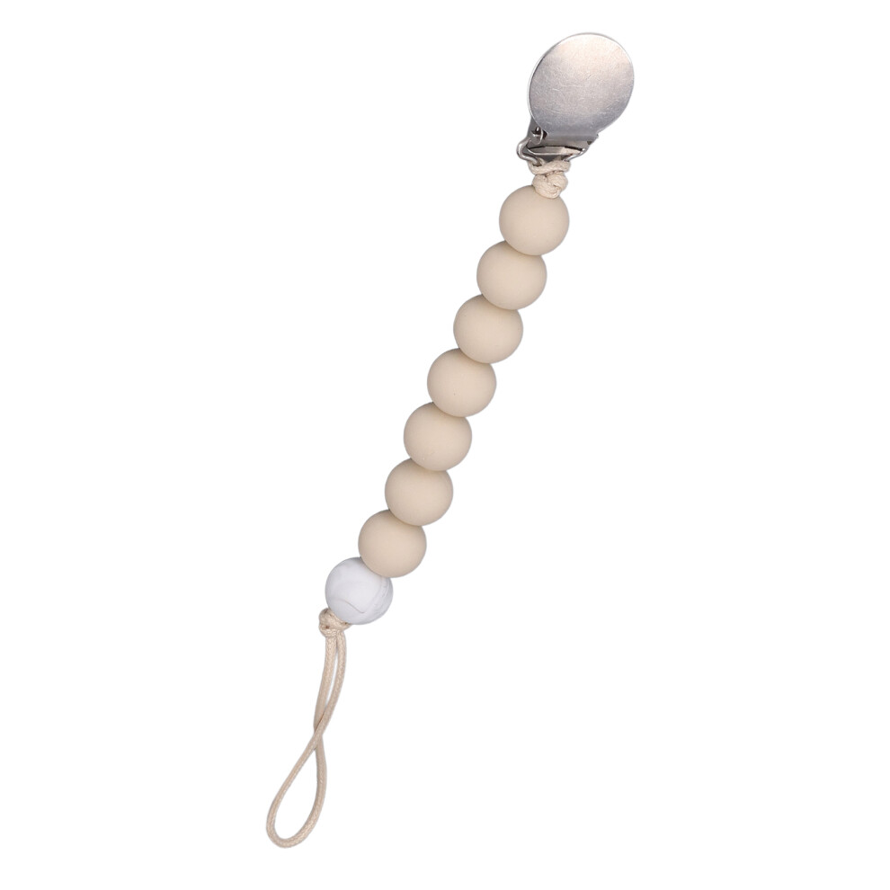 Pacifier Clip Silicone Baby Teething Toy Teether Chewing Holder Strap Easy Cleaning For Infant Beige