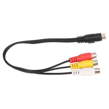 S Video 4 Pin Male to 3RCA Female Cable Double Shielding Red Yellow White Video Adapter Cable 1.0ft