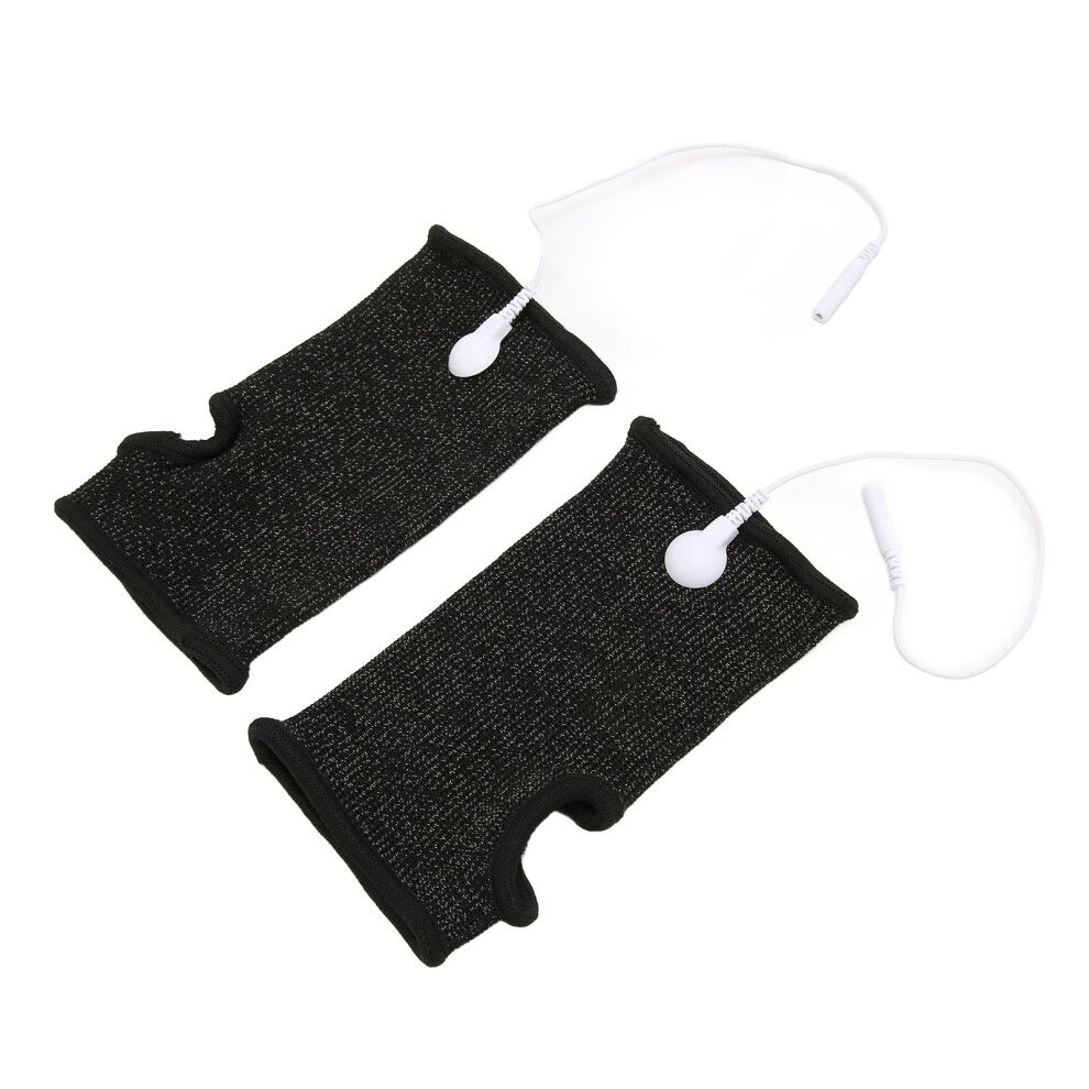 Silver/Black 2Pcs Conductive Wristband Reduce Pain Swelling Fiber Elastic For Arthritis Numbness