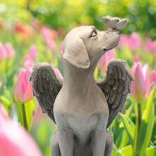 Angel Dog Memorial Statue Hand Carving Vivid Exquisite Synthetic Resin Pet Memorial Stones for Outdoor Garden