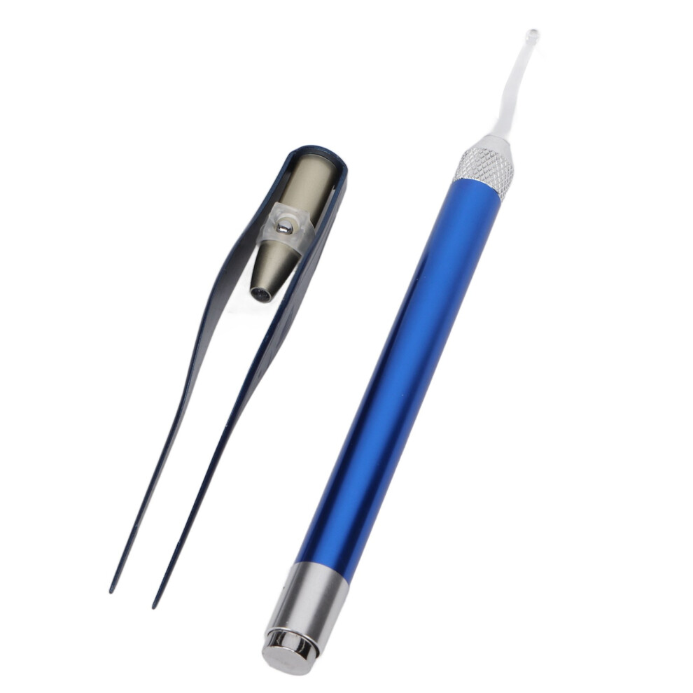 Light/Blue Led Earpick Tweezers Stainless Steel Ear Wax Removal Ear Spoon Set With Storage Box