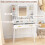 Homcom HOMCOM Dressing Table with LED Lighted Mirror and Cushioned Stool White 8