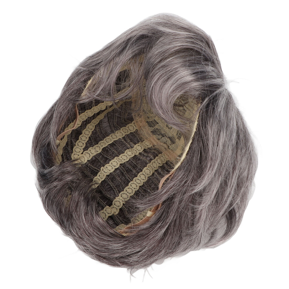 Men Gray Short Wig Heat Resistant Synthetic Multipurpose Adjustable Layered Soft Old Man Gray Wig