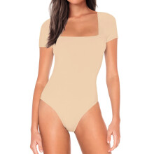 Damen Apricot Enganliegender Kurzerärmel-Body Größe XL für Party & Freizeit