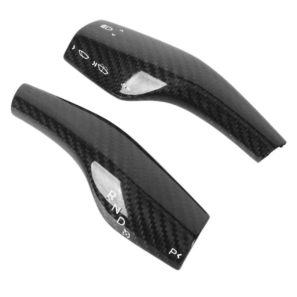 2Pcs Steering Lever Cover Carbon Fiber Scratch Resistant Long Lasting Replacement For Tesla Model 3 Y Glossy Black 9451317960609