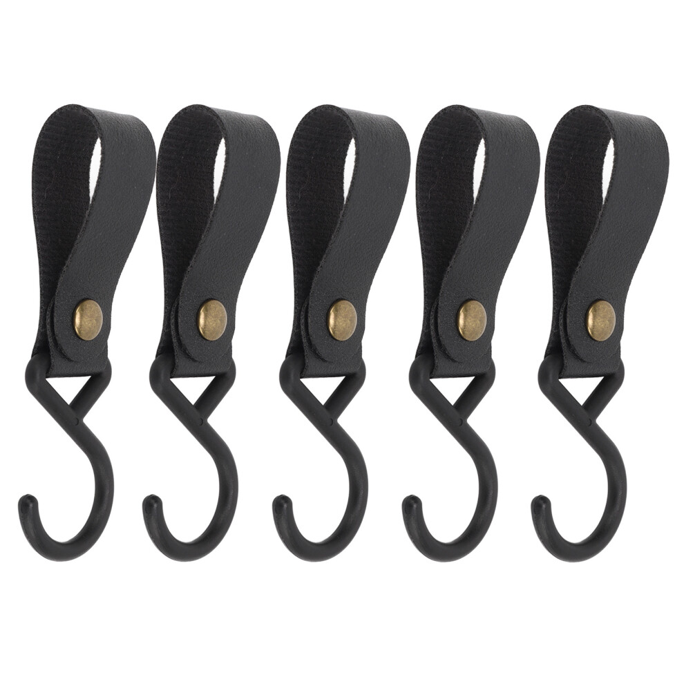 15Pcs Leather S Hooks High Strength Multifunctional Portable S Hangers For Outdoor Camping Black 9381317960395