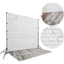 White Brick Wall with Wooden Floor Photography Backdrop Vinyl Photo Background Cloth Photo Studio Photography Props 1.6x2.3yd
