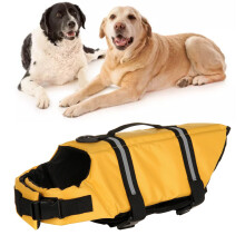 Hundelufhutjacke mit reflektierendem, atmungsaktivem Mesh, Schwimmweste, Gelb, Größe M für Hunde