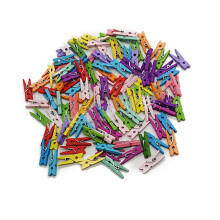 200 Stück bunte Holz-Fotoclips 2,5 cm für Zuhause und Büro Displays