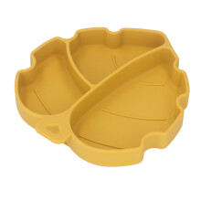 Baby Suction Plate Food Grade Silicone Separated Area Dishwasher Friendly Baby Divided Dish for Home Eating Dining Yellow