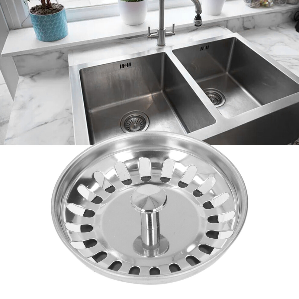 Kitchen Sink Basket Strainer Replacement Thickened Stainless Steel Sink Strainer With Bottom Stopper For Home 7891317968991