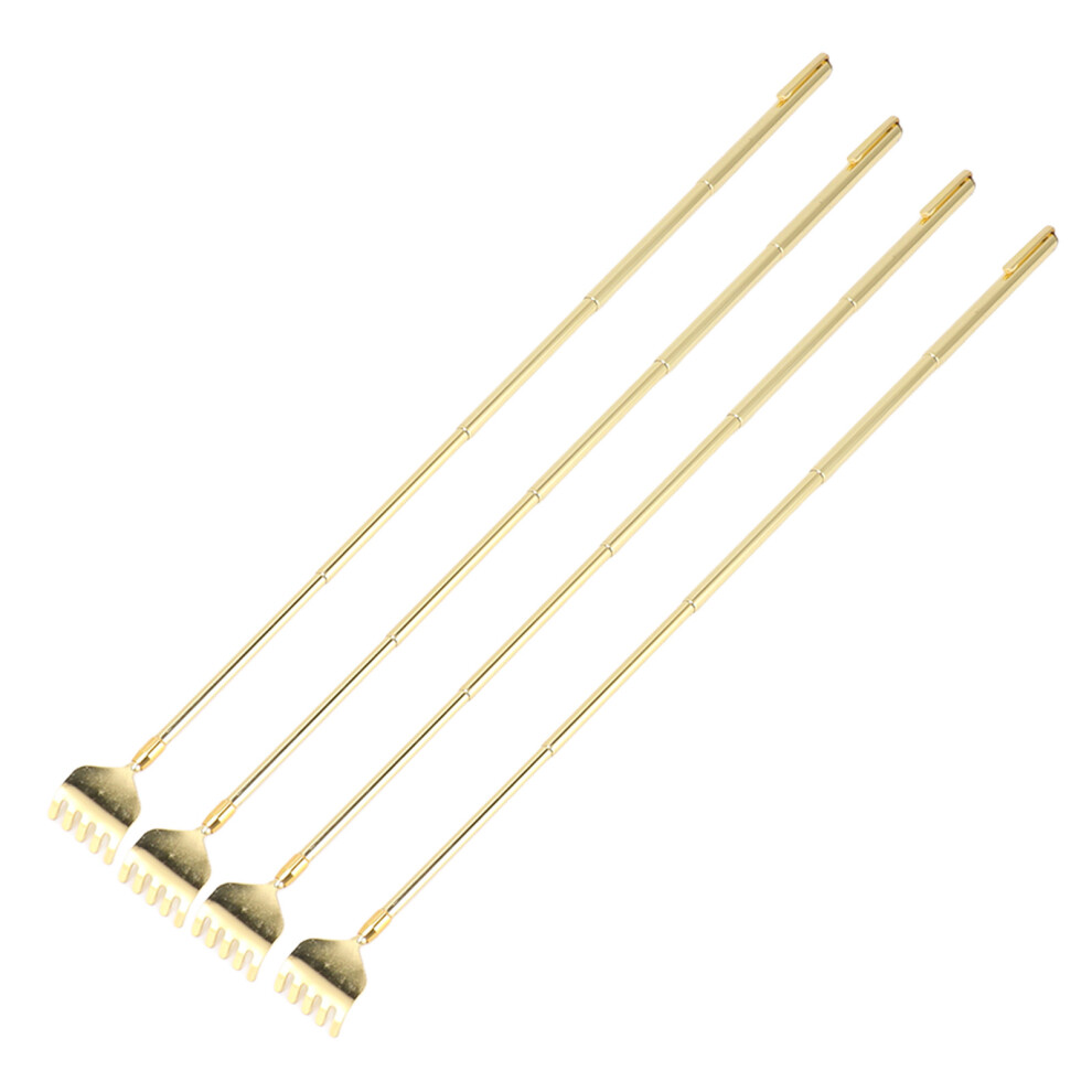 4PCS Extendable Back Scratcher Portable Stainless Steel Telescoping Back Scratcher for Massage