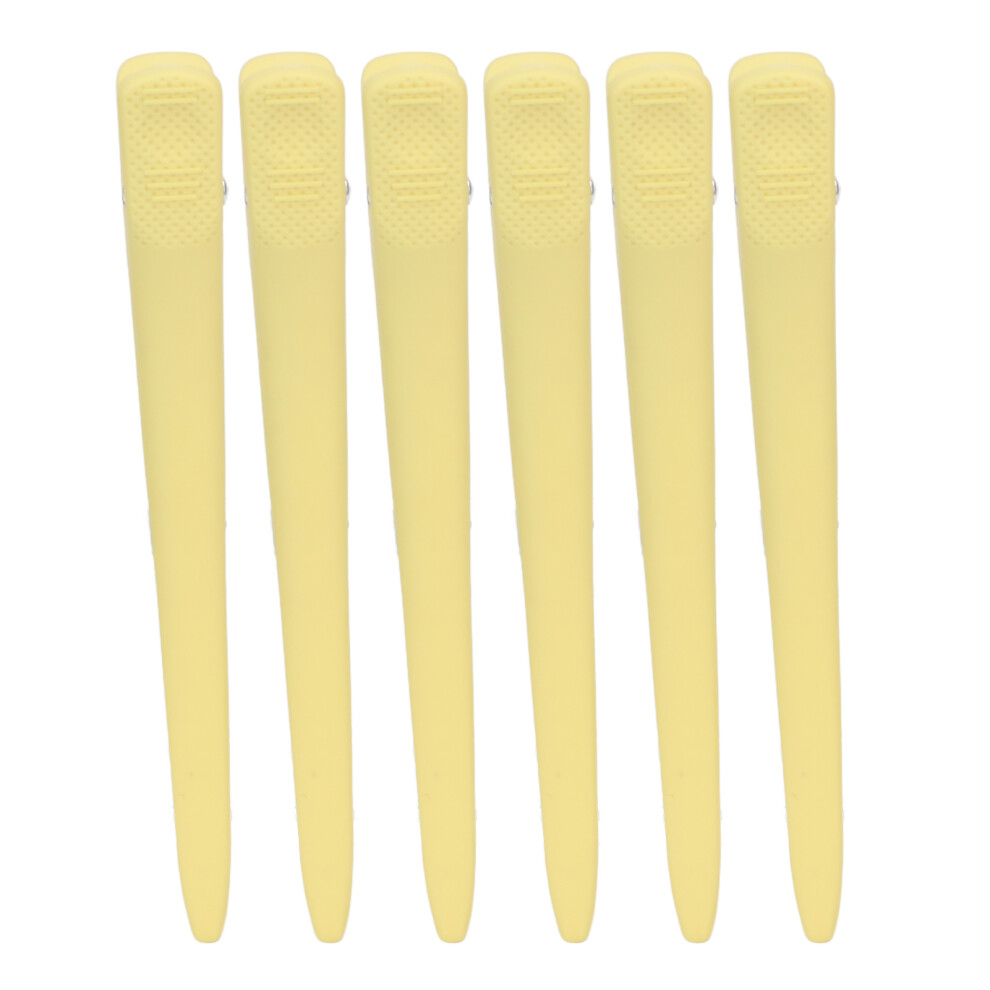Unisex Yellow 6Pcs Hair Sectioning Clip Firm Grip Styling Haircut Hairdressing Duck Billed Hair Clamp For Salon