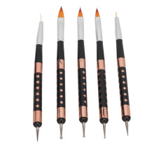5pcs Double-Ended Nail Art Brush Set with Nylon Bristles for Salon & Home Use