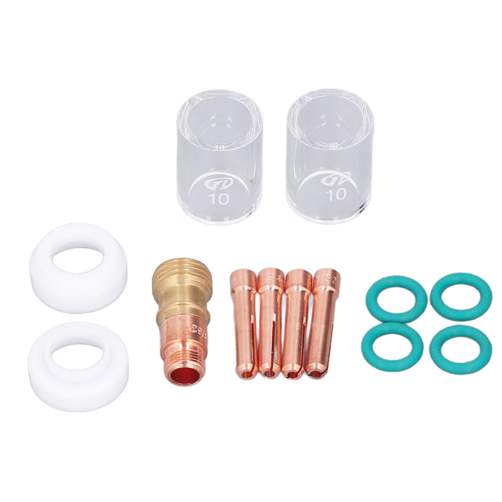 13Pcs Tig Welding Accessory Set Glass Cup Connector Electrode Clamp Ptfe Front Cover For Wp 17 18 26 4601317978943