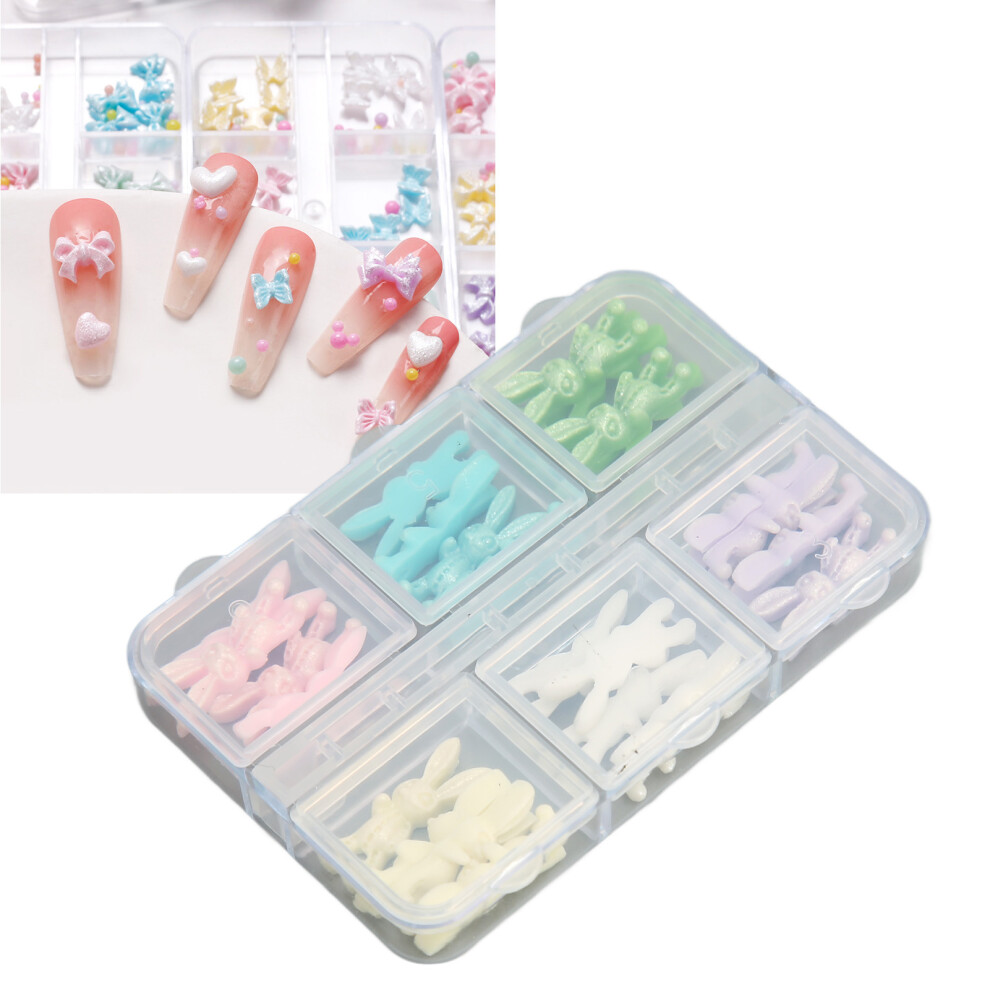 1 Box Rabbit Nail Art Decoration Portable Safe Resin Nail Art Ornaments for Autumn Winter