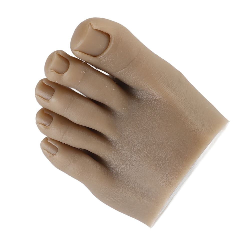 Nail Art Training Fake Half Foot Model Dark Skin Color Reusable Tattoo Practice Silicone Foot Model Left