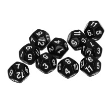 40 Stück 12-seitiges Polyhedral Kunststoff-Würfel-Set für Brett- und Partyspiele, Schwarz