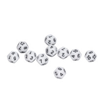 40 Stück 12-seitiges Plastik-Würfelset für Brettspiele, Kneipen, Partys, Weiß