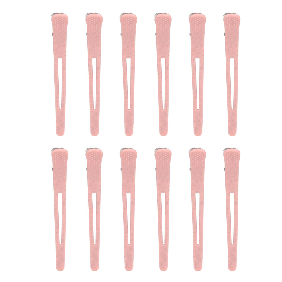 Unisex Pink 12Pcs Salon Hair Clips Set Professional Home Portable Sectioning Hair Clips Styling Tool
