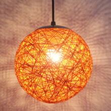 Märchen Idyllische Land Pendelleuchte Bunte Malakka Stoff Hängelampe Moderne Sphärische Deckenlampe Für Schlafzimmer Kaffee Loft 20CM Orange