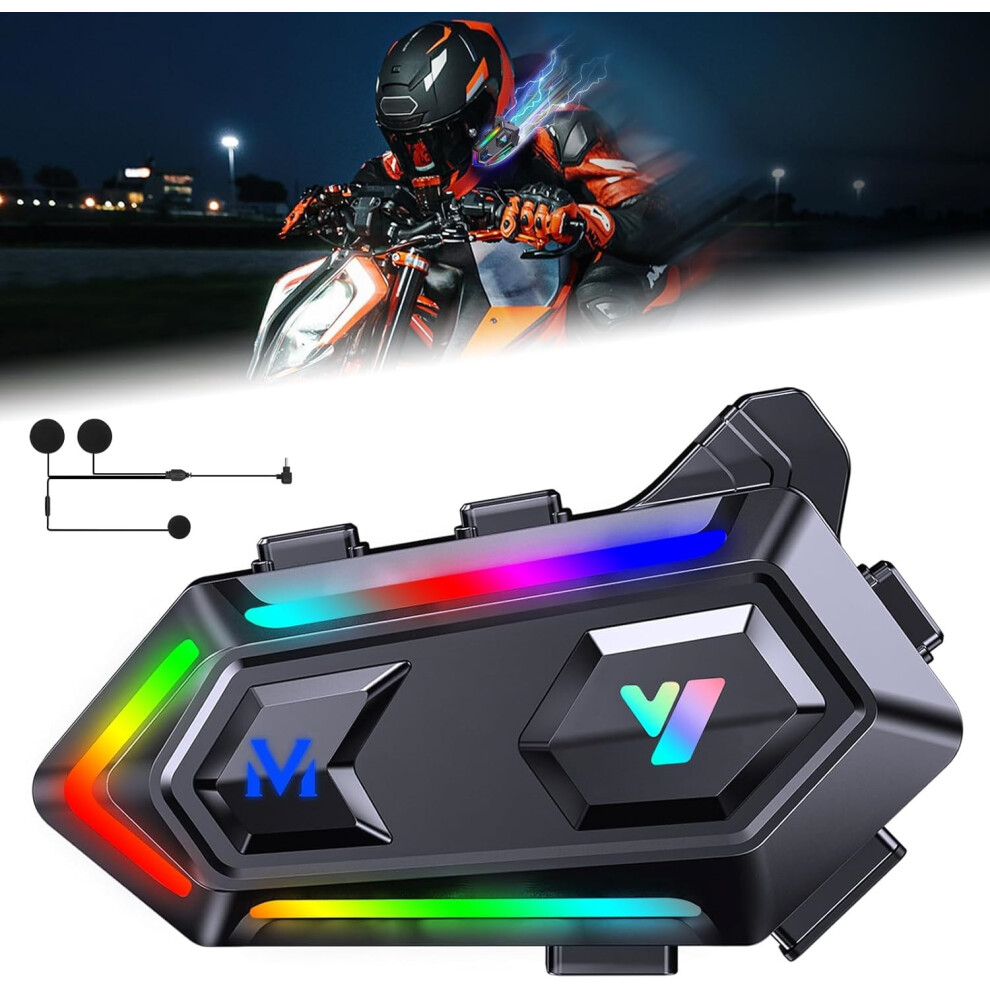 Motorcycle Helmet Speakers - High Battery Life Motorbike Headset Cvc&Dsp Dual Noise Reduction And Deep Bass(Black) Black 6976918065483