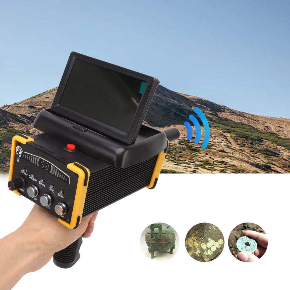 30M Deep Metal Detector Folding Screen Finder Metal Scanner Device Search Range 1000M Gr9000 100‑240V Uk Plug Gold