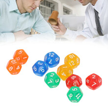 40 Stück 12-seitige wasserdichte transparente Würfel für Brettspiele und Mathematikunterricht
