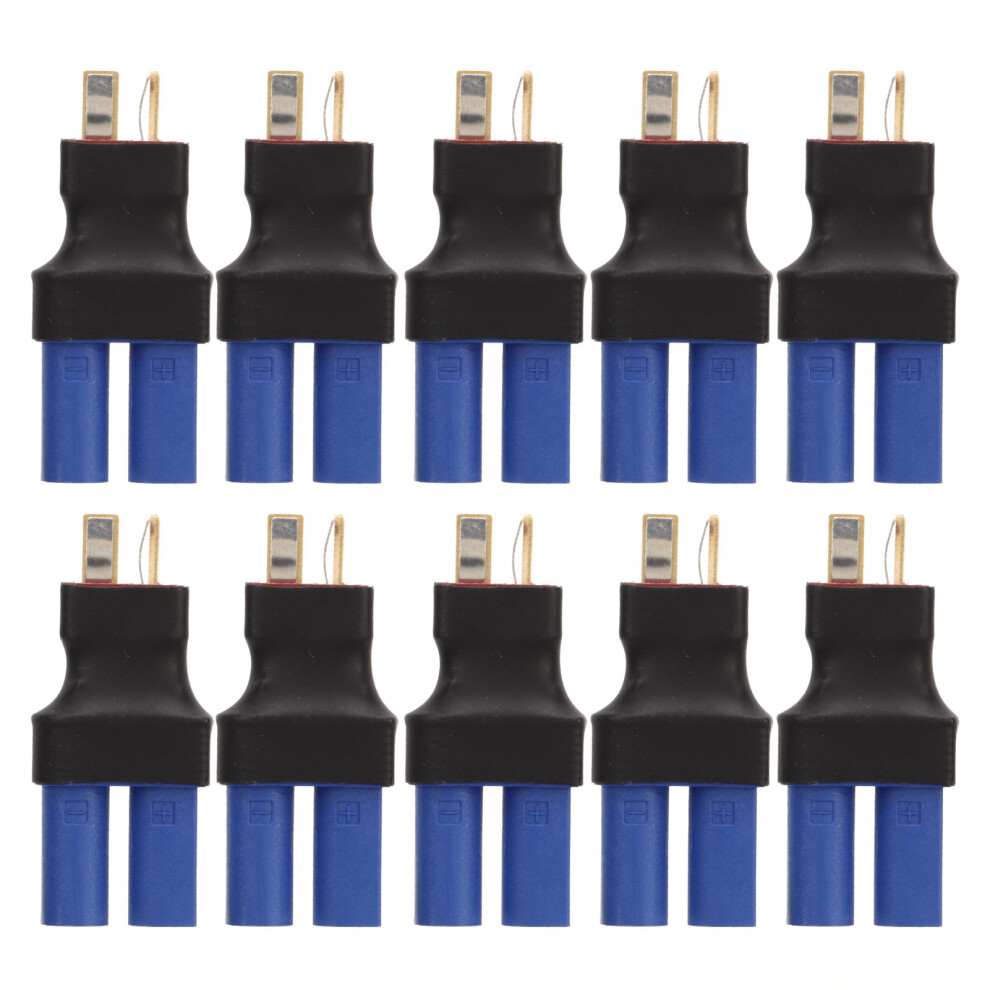 10 Pcs Ec5 Female To T Male Adapter Blue Black 10X20x47mm Rubber Plastic Copper Ec5 Connector Plug For Rc Boat 7891318000669