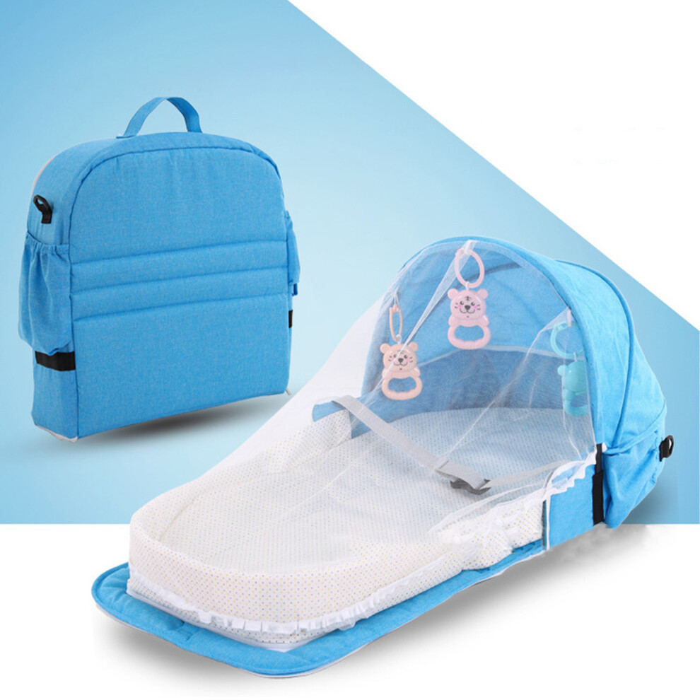 Fold Travel Crib Mosquito Curtain Waterproof Detachable Multifunctional Portable Travel Baby Bed Blue