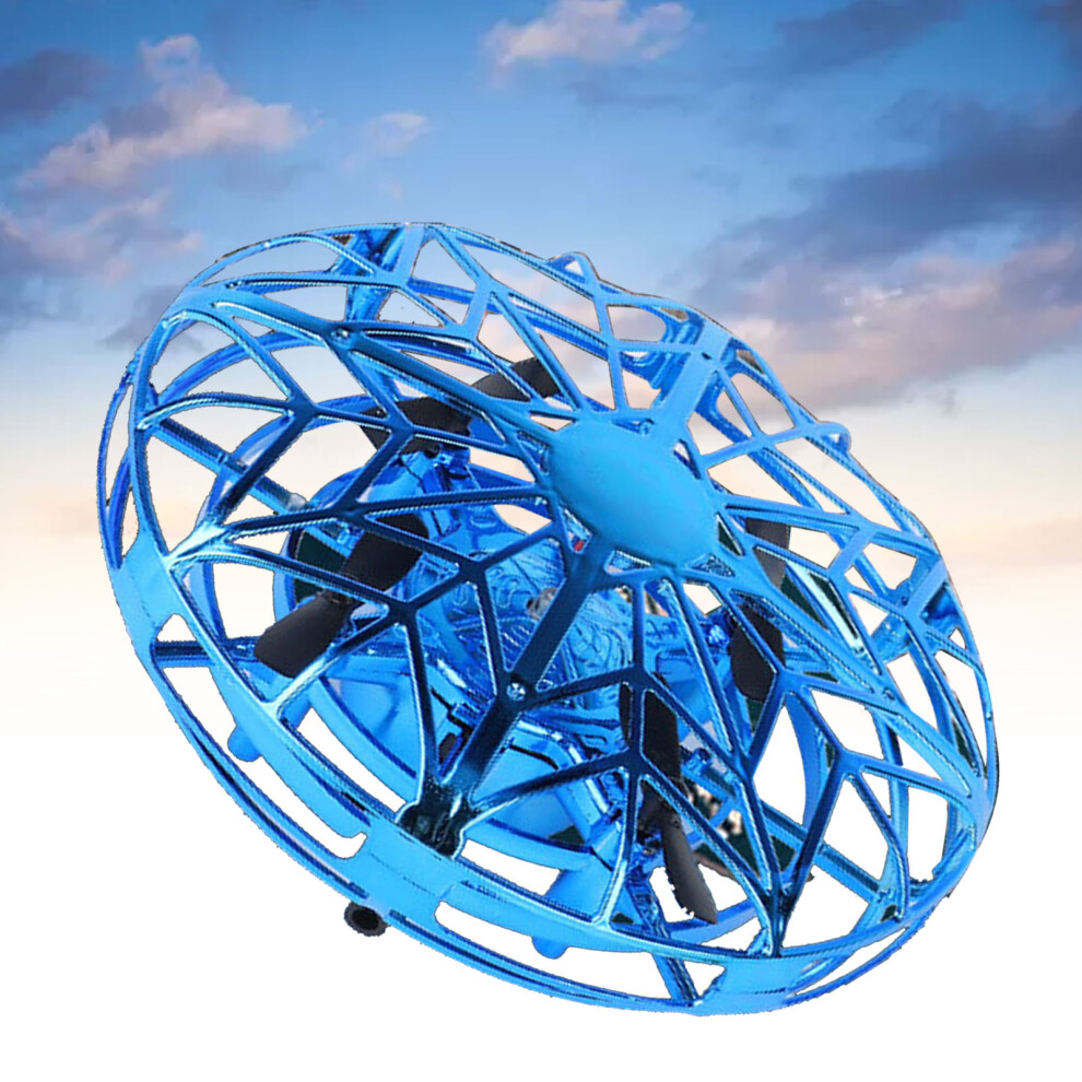 Flying Spinner Easy Playing Lightweight Hand Operated Drones Flying UFO Toy Children Gift for Indoor Outdoor Blue