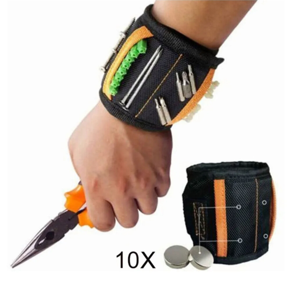 Magnetic Wristband Strong Magnetism 10 Magnets 2 Pockets Lengthened Washable Breathable Magnetic Wrist Tool Holder 7601318003610