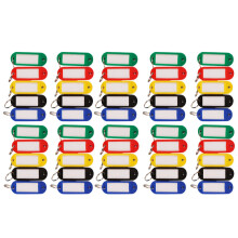 50 Stück sortiertes Schlüsselanhänger-Tag-Set, PE & Edelstahl, 4x3cm