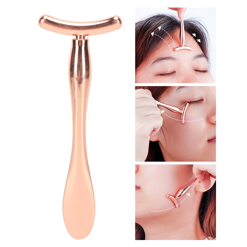Cream/Gold Eye Applicator Rose T Shape Scoop Dual Head Promote Absorption Reduce Edema Eye Massage Wand Stick