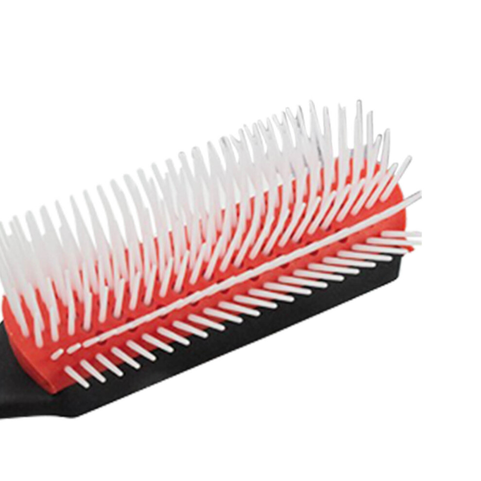 Static Free Hair Brush 9 Row ABS Frosted Detangling Red Curly Hair Brush for Styling