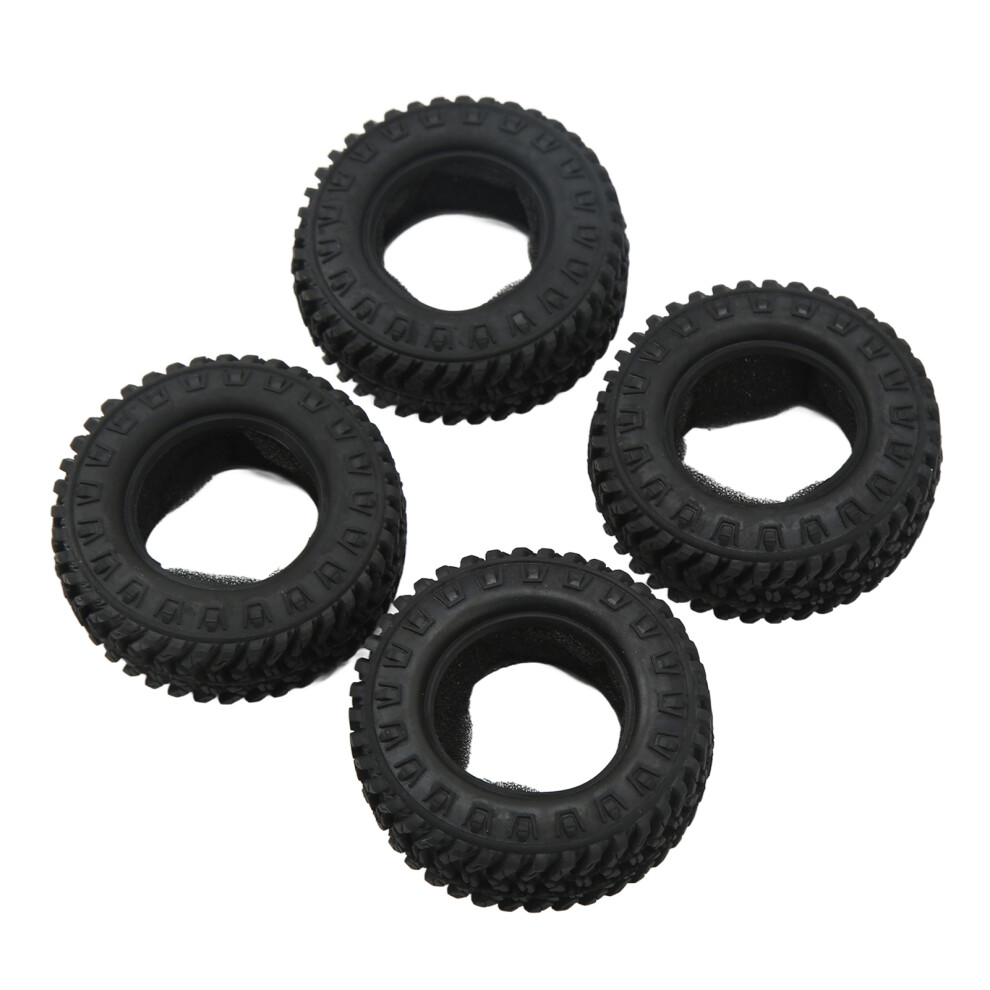 4Pcs 1.25In Rc Crawler Mud Tires Rubber Rc Car Wheel Tires Set For Fms Fcx24 For Axial Scx24 1/24 Rc Crawler Car Black