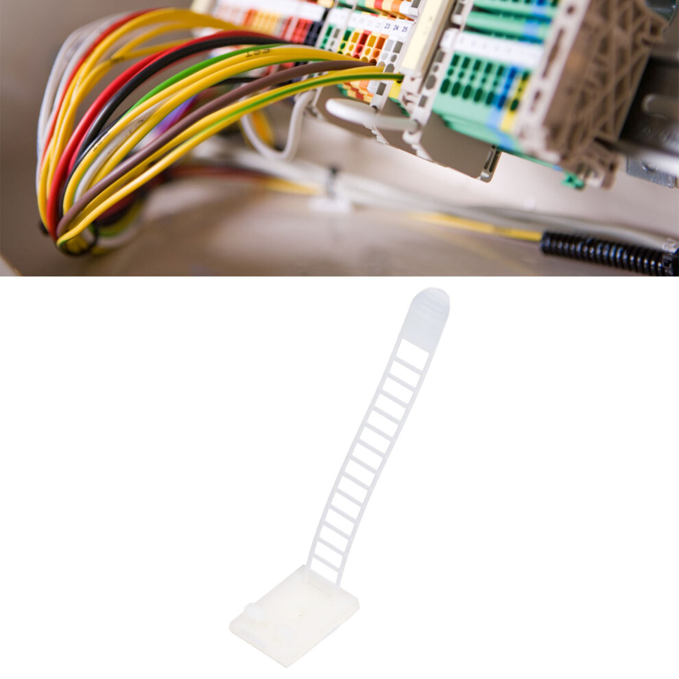 100Pcs Adhesive Cable Management Clips Adjustable Nylon Strap Ties Wire Clamps Organizer Strong Fixation For Office White 4101318024774