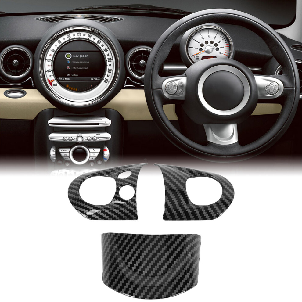 3Pcs Steering Wheel Panel Cover Carbon Fiber Color Prevent Scratch For Cooper R54 R55 R56 R60 4621318032161